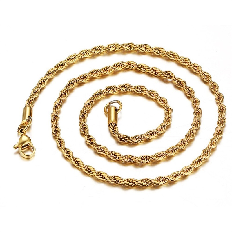 

Bulk 18K Gold Plated Chains For women men 3MM Twisted Rope Choker necklaces Jewelry Size 18 20 22 24 30 inches 289 G2, Silver