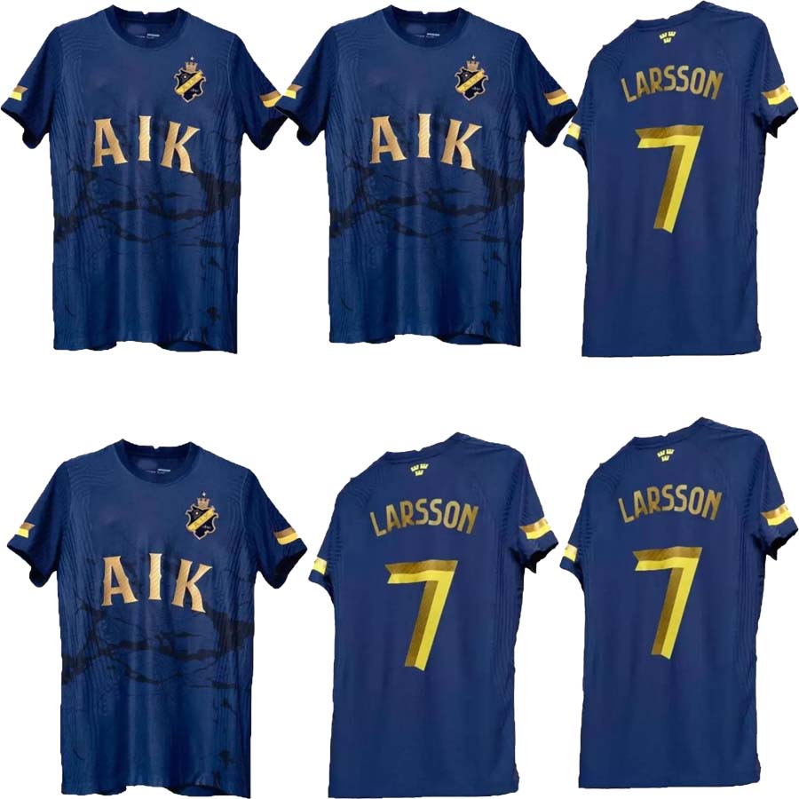

top 22 23 AIK Royal Edition Fotboll Soccer Jerseys 2022 2023 Papagiannopoulos Rogic Larsson tihi 131th anniversary maillots football shirts uniforms, Black