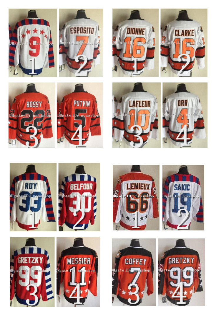

All Star Vintage Hockey Jersey Campbell Steve Yzerman Mark Messier Wayne Gretzky Paul Coffey Bobby Orr Mike Bossy Lemieux GUY LAFLEUR Patrick Roy Bobby Hull Howe, Men