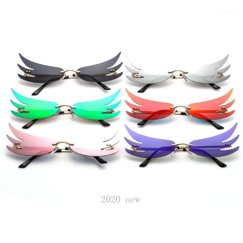 

Luxury Fashion Fire Flame Sunglasses Women Rimless Wave Sun Glasses Metal Shades For Vintage Women Mirror Eyewear UV400 NX1