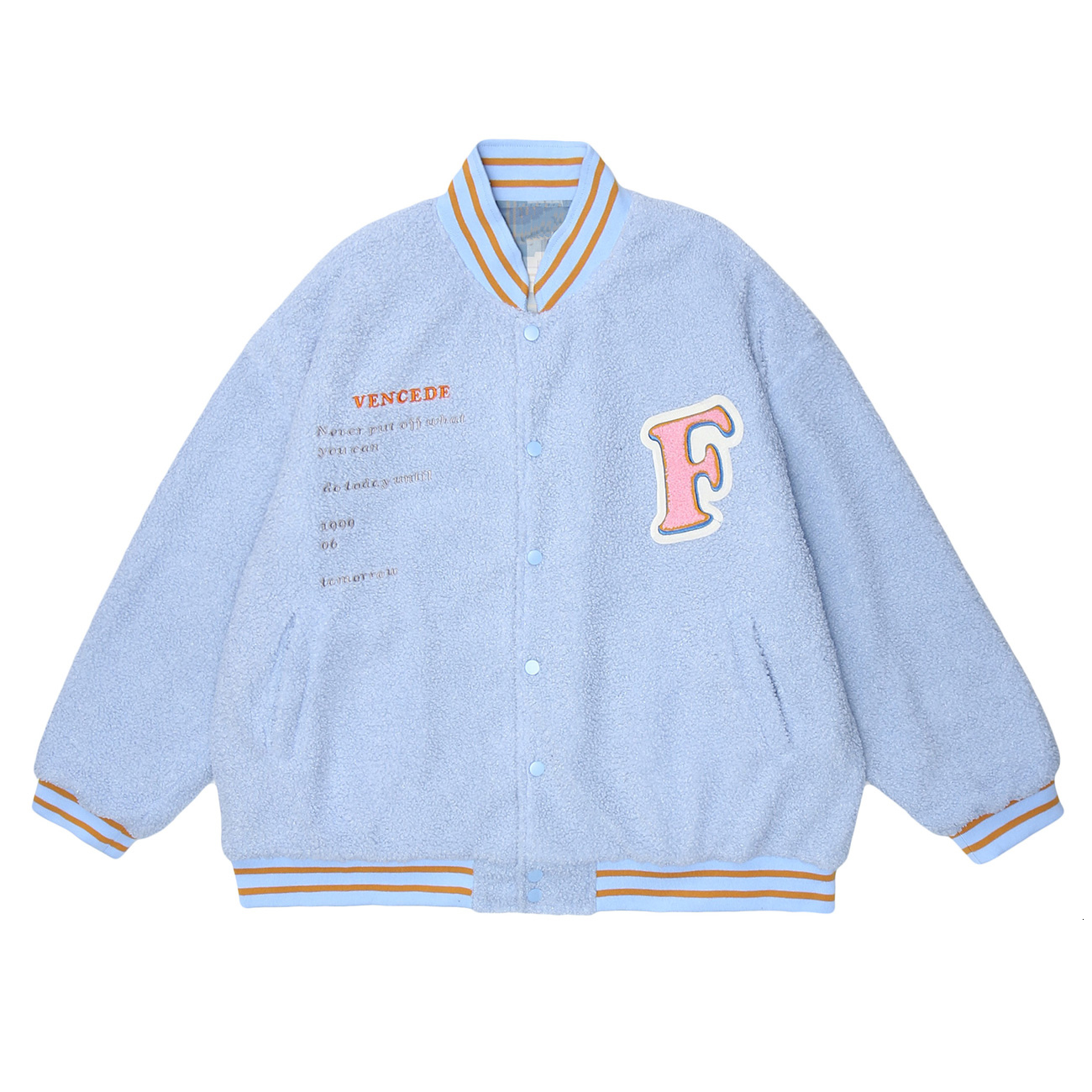 

2021 New Fw Hip Hop Baseball Jacket Reversible Bomber Jackets Mens Harajuku Streetwear Patchwork Lambswool Graffiti Unisex Outwear Ob0d, Blue