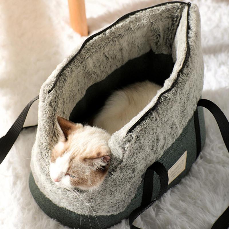 

Soft Puppy Cat Dog Bags Backpack Outdoor Travel Pet Zipper Handbag Warm Plush Patched Bag Thick Cat Dog Travel Portable Carrier