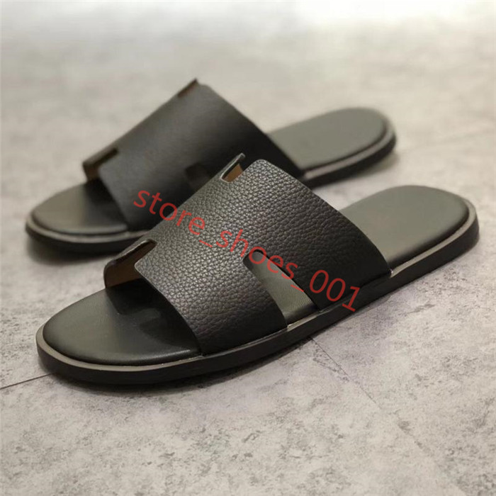 

designer Men's half slipper Genuine Leather European Cowhide style sandals men shoes loafers Large size slippers