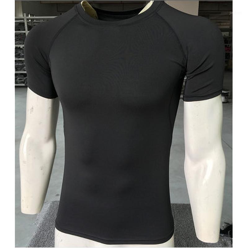 

New Male Tops Pro Solid Color Running Basketball Men's Short-Sleeved Sports Fitness Clothes Tight Sweat Perspiration1, Blue4