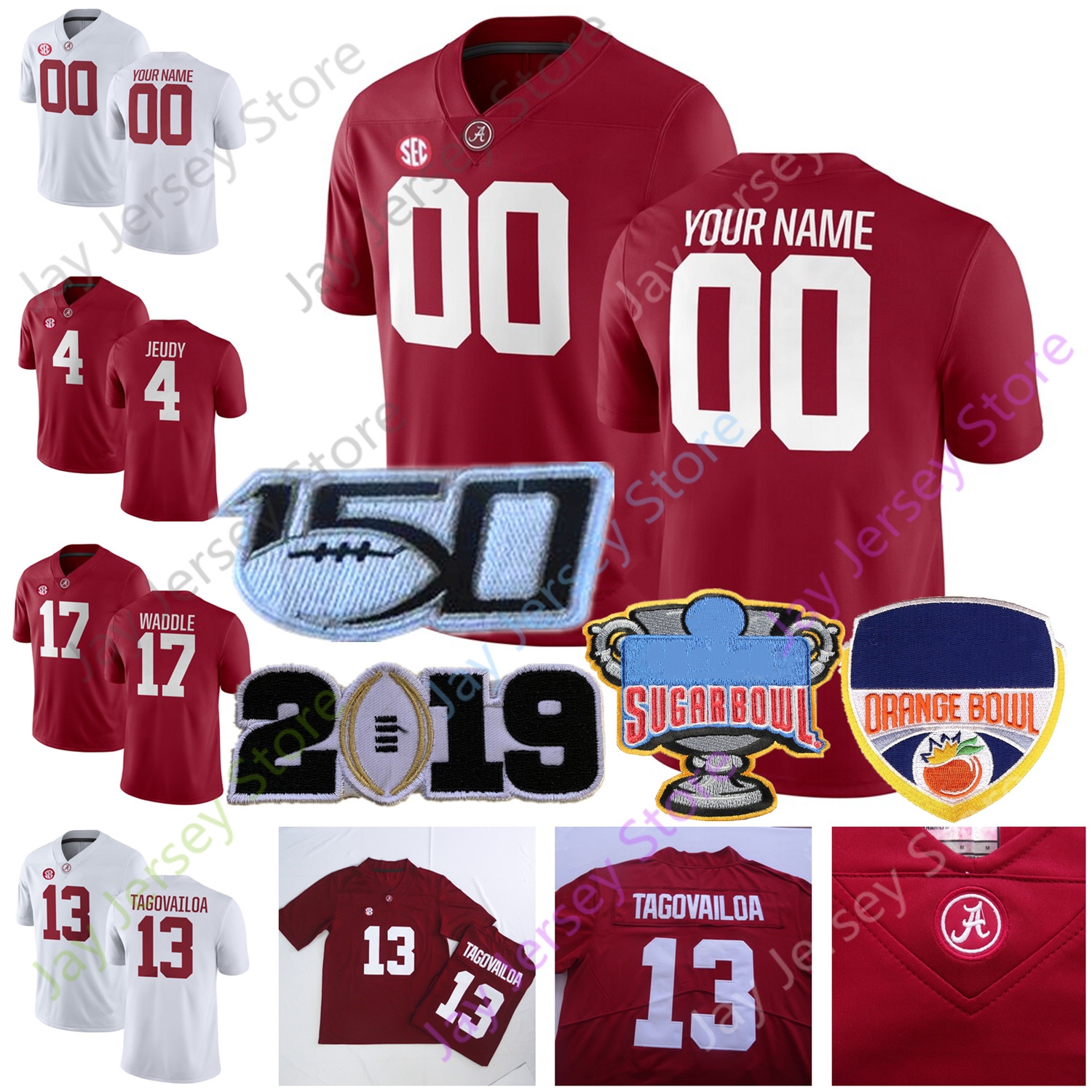 

Custom Alabama Crimson Tide Jersey College Taulia Keilan Robinson Cooper Bishop Ruggs III Waddle Raekwon Davis Men Women Youth, Men vapor