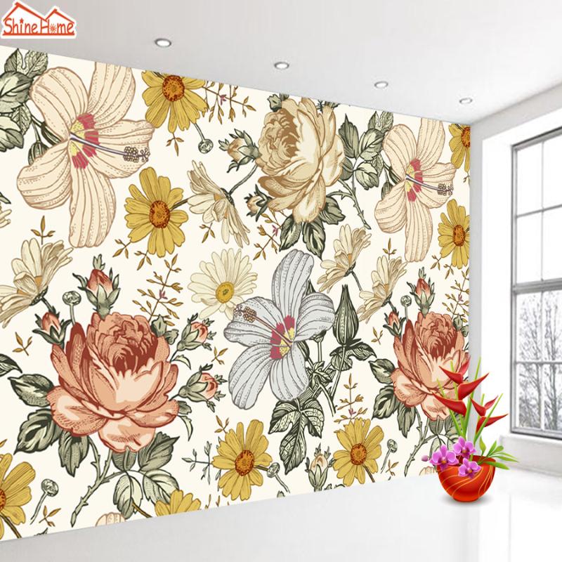 

Custom Wallpaper Murals for Living Room Home Decor 3d Relief Vintage Background Tapestry Chamomile Rose Mural Papel De Parede, 3d embossed paper