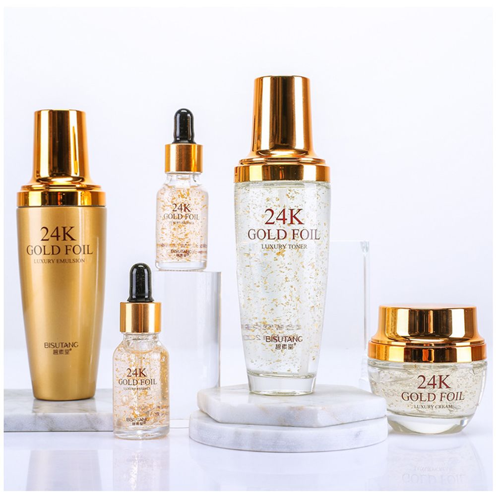 

5Pcs 24K Gold Nicotinamide Skin Care Set Repairing Moisturizing Whitening Face Tonic Cream Anti-Aging Face Essence Care