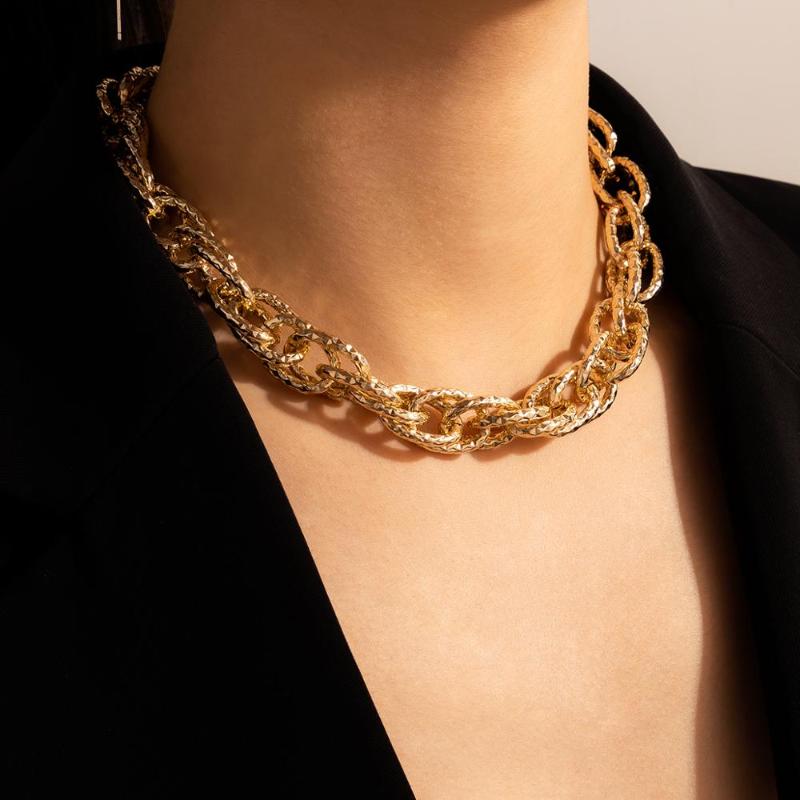 

Gothic Big Cuban Thick Chains Clavicle Chains for Women Hip Hop Gold Color Link Chain Necklace Party Jewelry Collar 17072