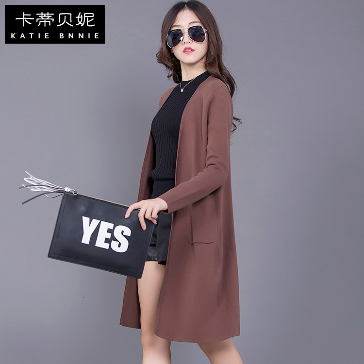 

2021 Autumn and New Winter Woman's Cardigan Sweater Pocket Women's Sweaters TUGX, Coffee