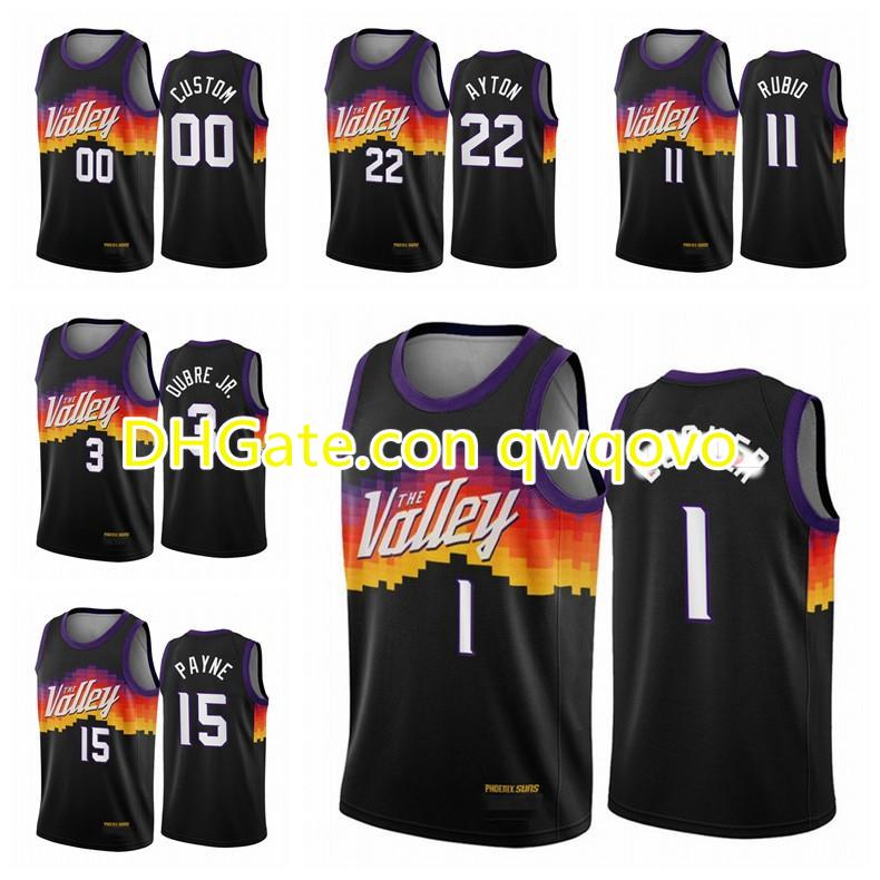 

Phoenix Suns Men Devin Booker DeAndre Ayton Ricky Rubio 2020/21 Swingman City NBA Basketball Jersey Black Icon Edition