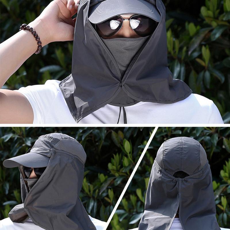 

Men UV Protection Baseball Cap Face Neck Protection Breatha Sun Hat Dual Use Removable Foldable Quick Drying Waterproof Hat, Watermelon red