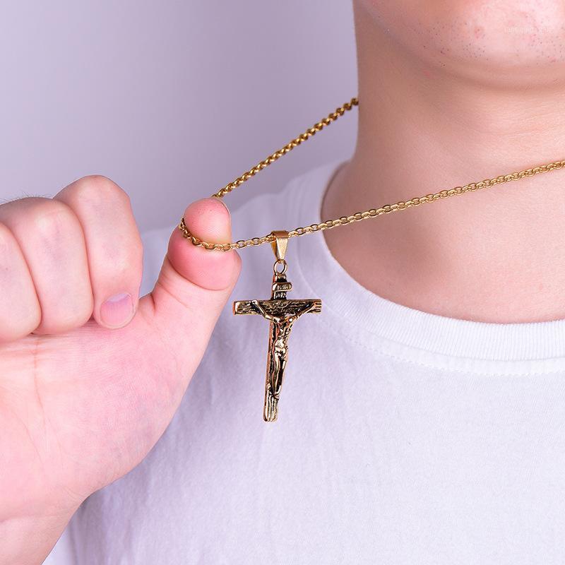 

Chains 2021 Precious Steel Cross For Men's Necklaces Pendant Hip Hop Gift Male Gold Gentlemen Accessories Jesus Necklace Punk1