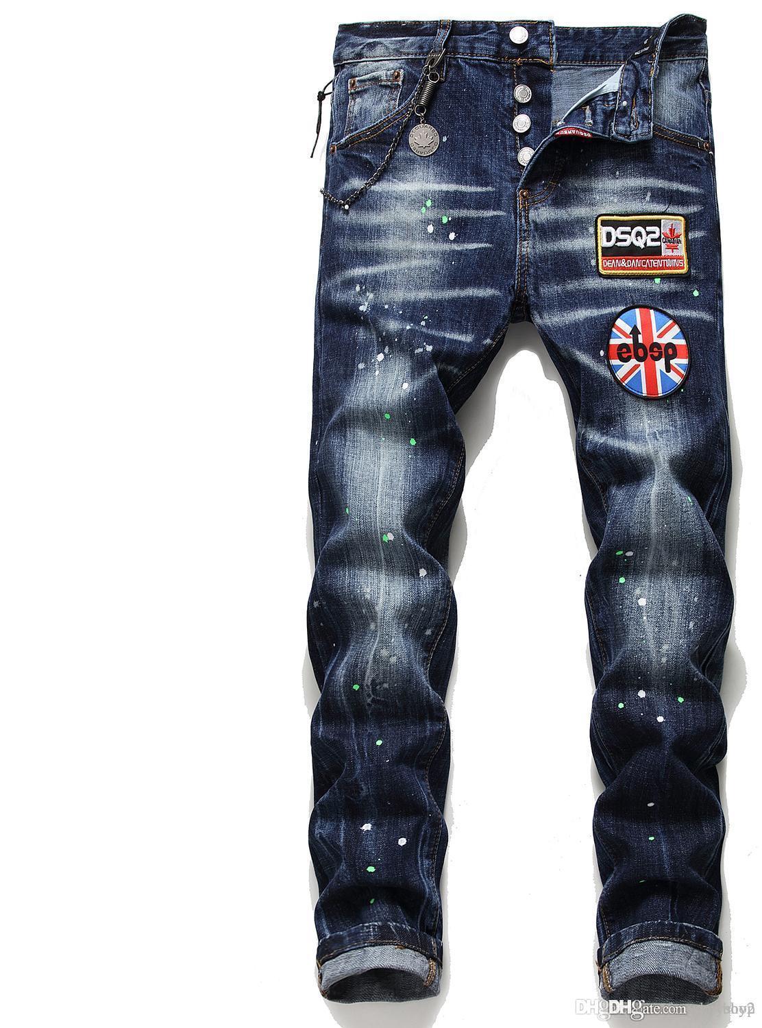 

brand mens 2021 top luxury designer jeans squared rock revival ripped biker blue jeans de designer pour hommes diesel men jeans, 1058