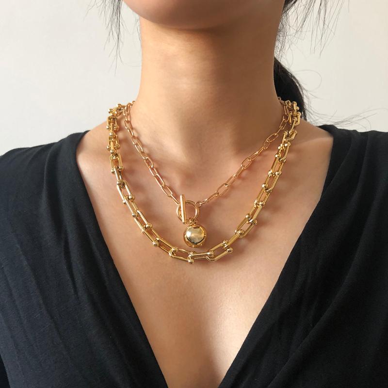 

Vintage Ball Pendants Necklace Fashion Gold Color Choker Chains For Women Girls Trendy Jewelry Accessories Gifts N8137