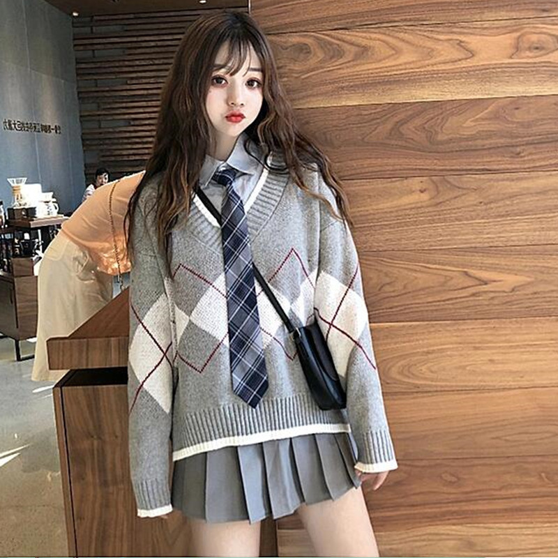 

2021 New Women' Retro Matching Three Fashion Ensembles Nightgowns Plied Skirts England 3pcs School Uniform Skirt Sets 5MYK, Only skirt.