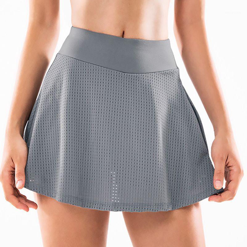 

High Waist Sexy Comfortable Elastic Anti Exposure Sports Tennis Skirt Badminton Skirts Fitness Yoga Shorts Hot 23L1, Gray