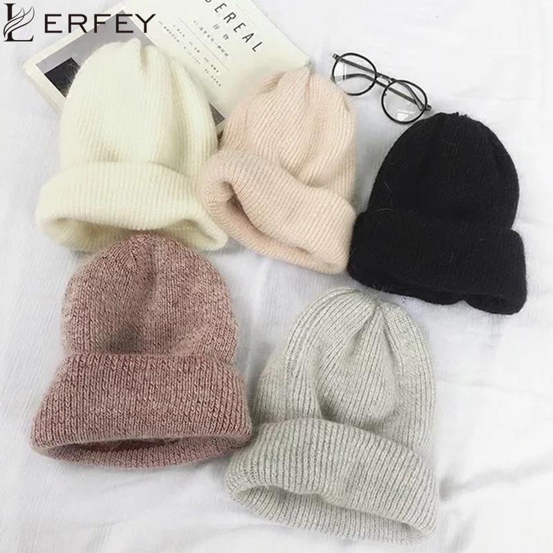 

LERFEY Autumn Winter Hair Winter Skullies Hat Warm Beanies Hats Casual Women Solid Adult Couples Knitted Caps1