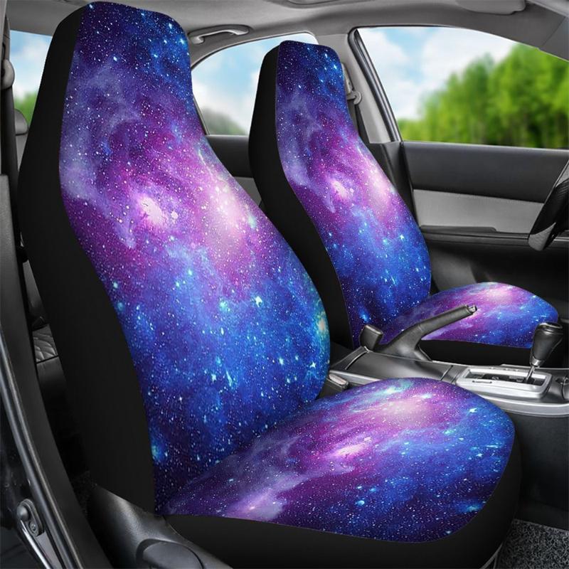 

2Pcs Exotic Cat Galaxy Print Car Seat Cover Cute Space Dog SUV Driver Seat Cover Vehicle Protector