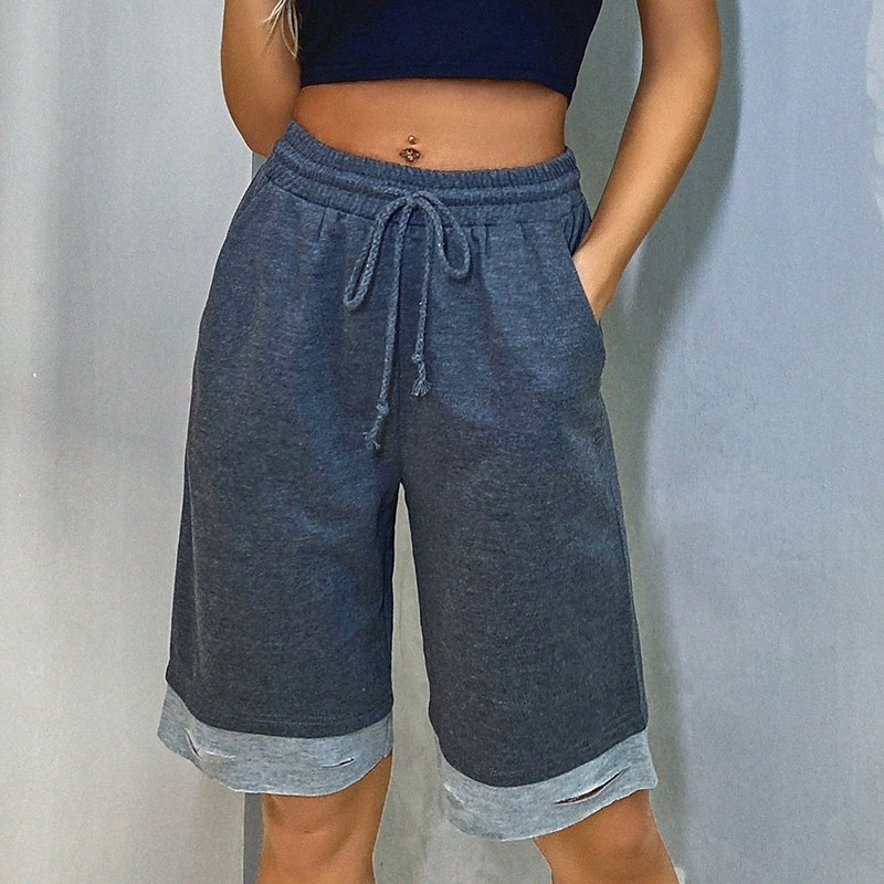 

women's Casual / Sporty Streetwear Shorts Bermuda shorts Cut Out Pocket Ripped Knee Length Pants Leisure Sports Weekend Micro-elastic Plain Comfort Mi j1Kh#, Dark gray