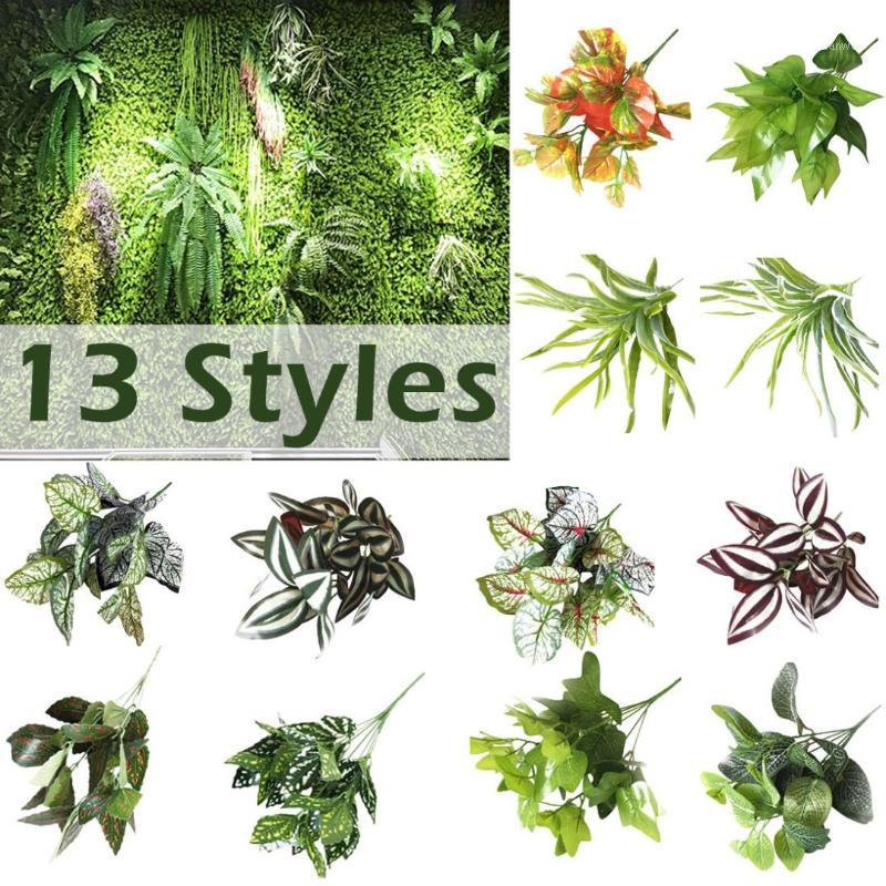 

30/35cm 13 styles Artificial Leaf Plant Flower with Leaf Plastic Green Grass Tree Fake Plant for Home Wedding Hotel Party Decor1, B 35cm
