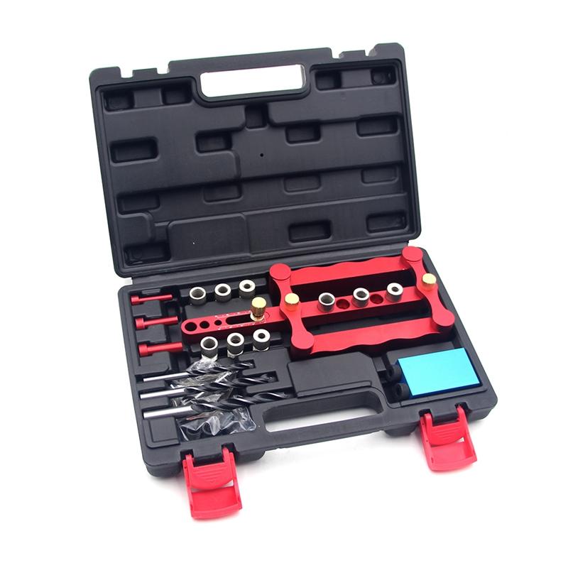 

Self-Centering Pin Fixture Kit Wooden Pin Hole Drilling Guide Woodworking Tool Punch Locator with 3 Hole Drill Update GPS