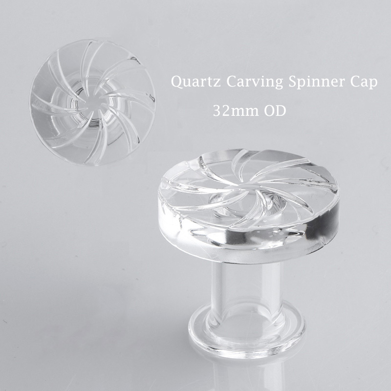 

New Style Quartz Carving Spinner Cap With 32mm OD Quartz Spinning Cap For 20mm 25mm 30mm Quartz Banger Nails Glass Water Bongs