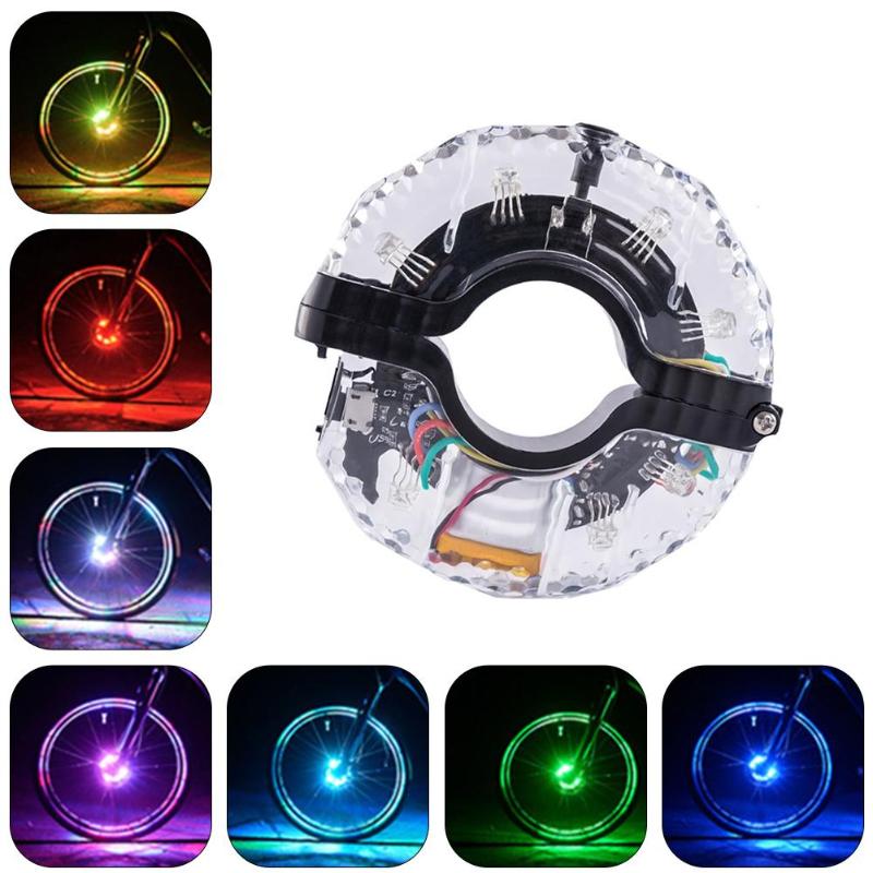 

New Bicycle Bike Wheel Hub Lights 7Color Rechargeable Waterproof LED Bike Spoke Lights For Safety Warning And Decoration