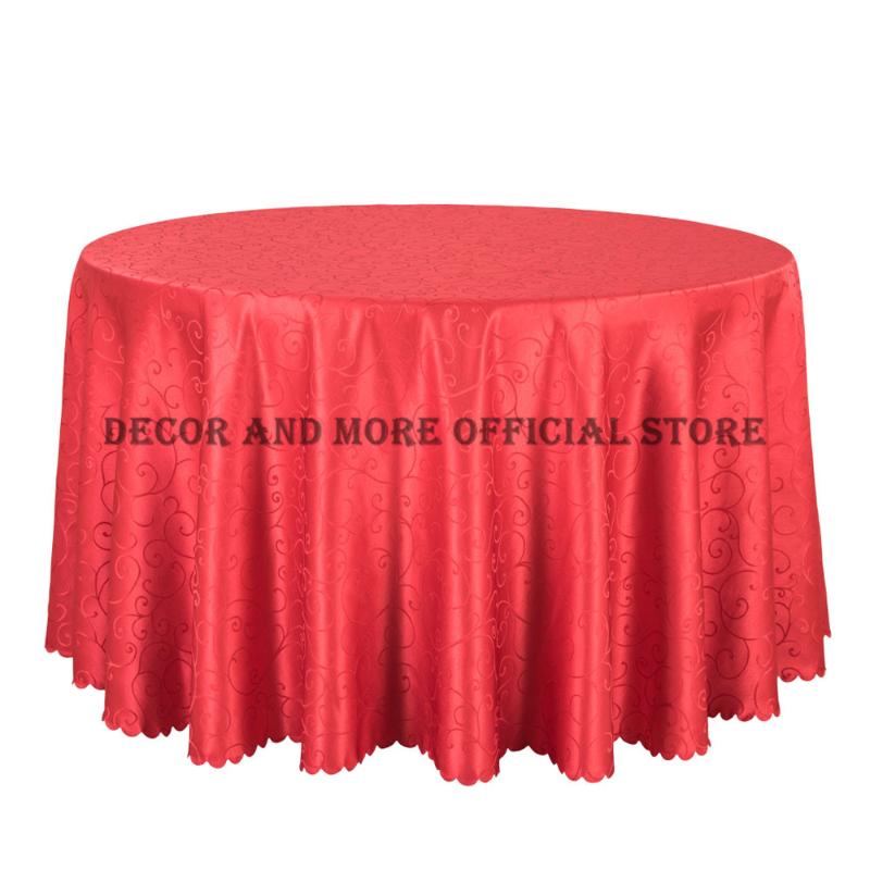 

Wholesale Big Size Polyester Wedding Tablecloth Jacquard Red Round Table Cloth Hotel Dining Table Cover Decor Solid Linen, Gold