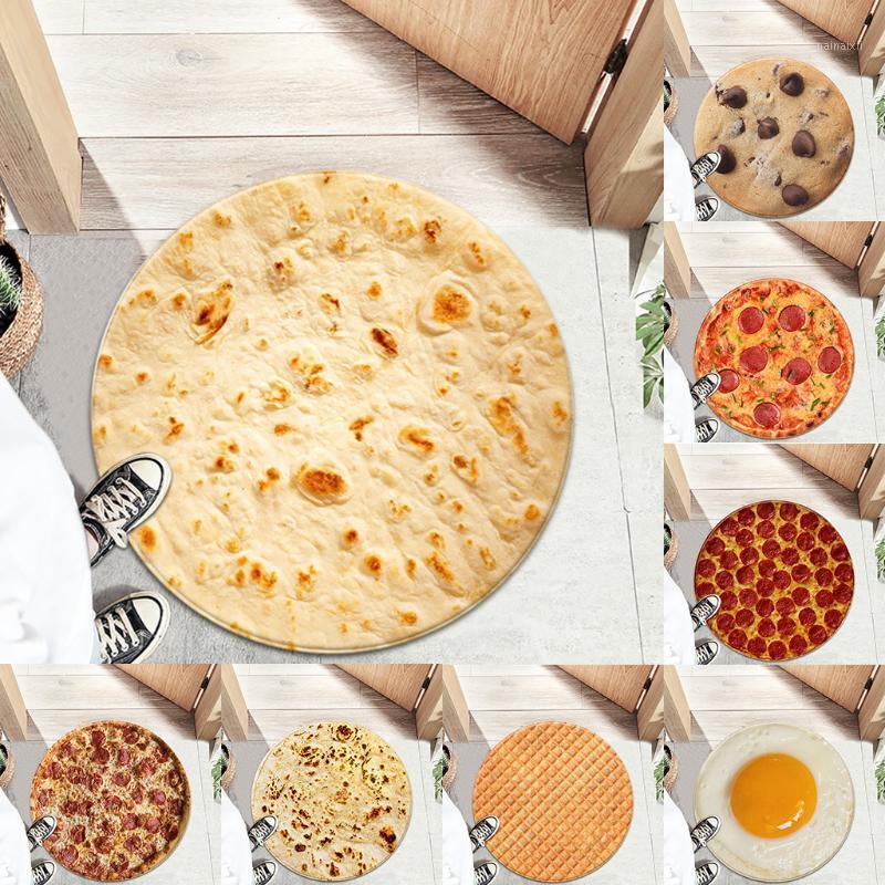 

Funny Pizza Tortilla Burrito Floor Mat Rug Carpet Bedroom Kitchen Bathroom Floor Mat 40&100CM Non-slip Blanket Round Carper1