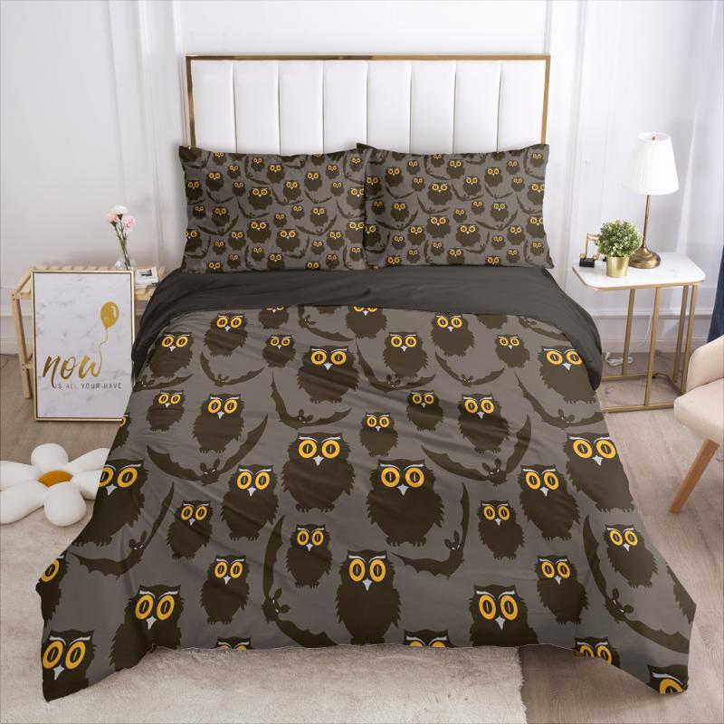 

Bedding Set Duvet Cover Sets Quilt Covers 3pcs Blanket Case Bed Linens King Queen Size 3D Design Cartoon Bed Linens, Cartoon112-black-d