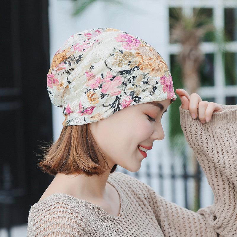 

Ladies Women Hedging Hat Skullies Beanies Knitting Caps Bonnet Hollow Lace Flowers Hats Female Cap Spring Autumn Czapka Zimowa, Black