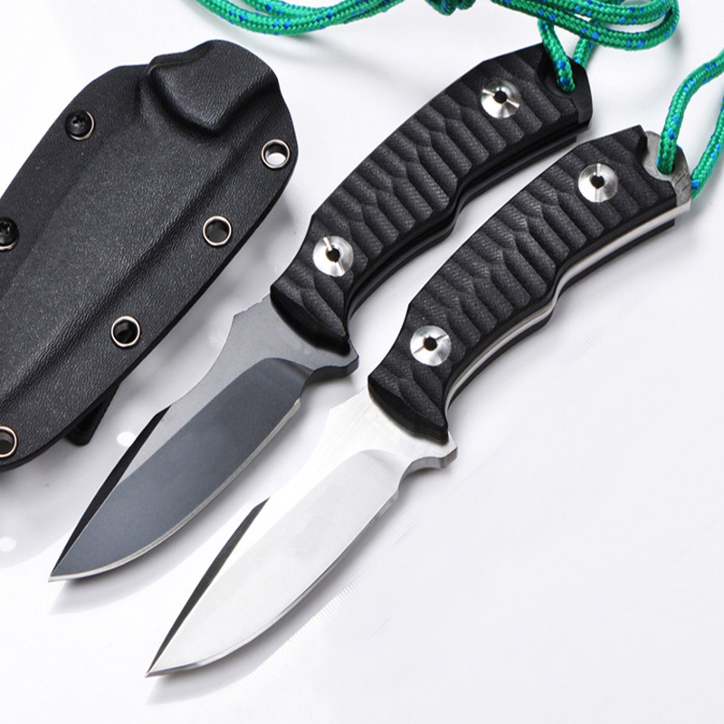 

Special Offer Survival Straight knife D2 Black/Satin Drop Point Blades Full Tang G10 Handle Fixed Blade Knives With Kydex
