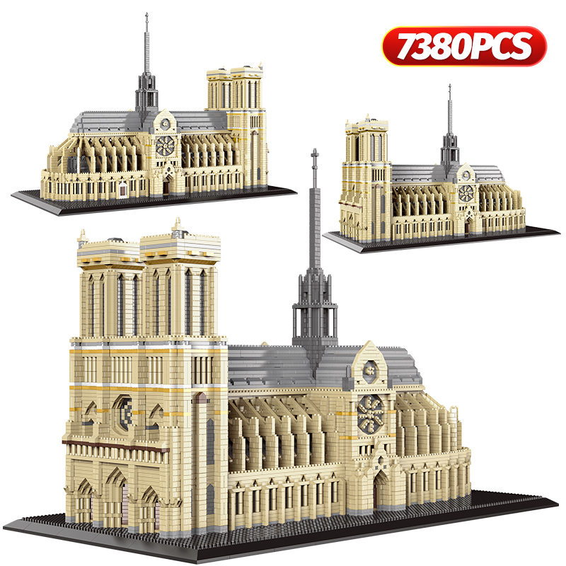 

7380pcs+ Diamond Mini Notre-Dame DE Paris Model Building Blocks Church Architecture Tibet Potala Palace bricks Toys For Children Q1126