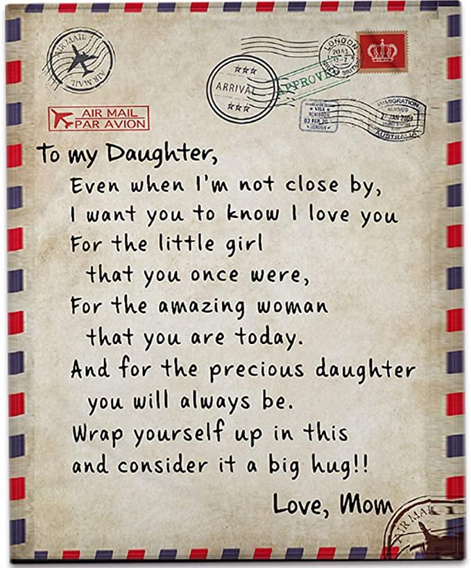 

To My Daughter Son Message Letter Quilt Blanket English Frence German Languages Print Flannel Blanket Bed Sofa Love