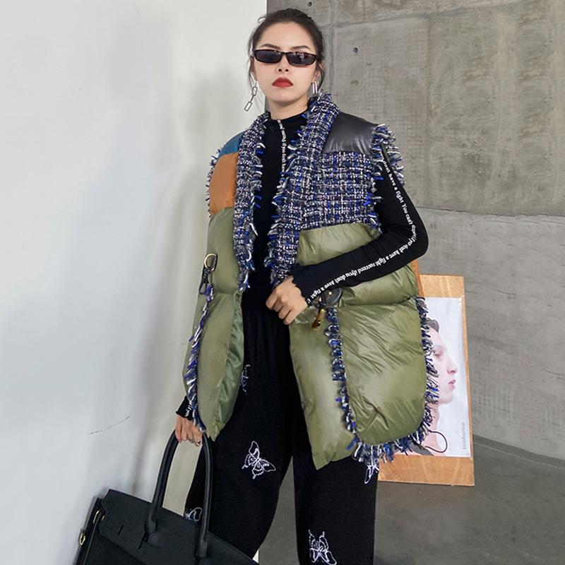 

Women Loose Army Green Cotton Padded Tweed Big Size Warm Vest New V-collar Sleeveless Fashion Autumn Winter 2021 1DD0490, Cn1696