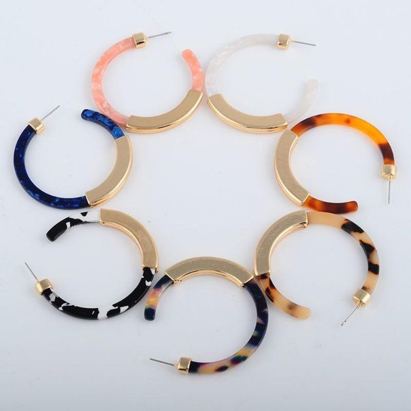 

2020 Fashion Bohemia Acrylic Acetate Leopard Circle Hoops Earrings for Women