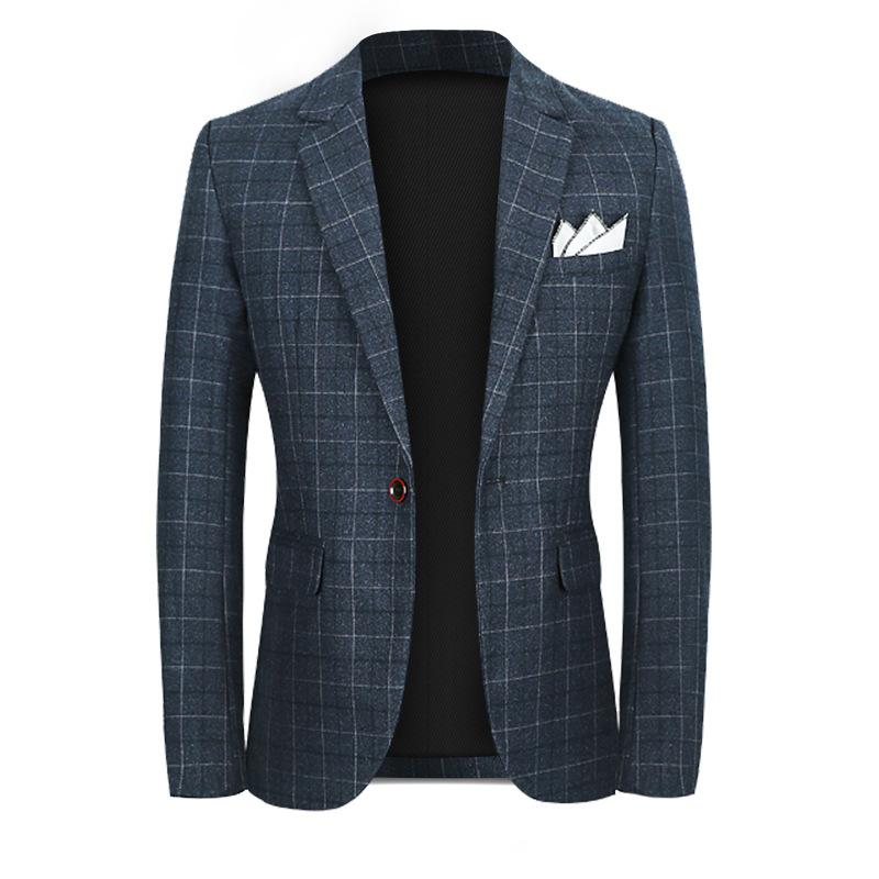 

Fit Slim Men Blazers New Check Suit Jacket Formal Casual Business Office Work Daily Life Party Prom Plaid Blazer Wedding Groom, Blue