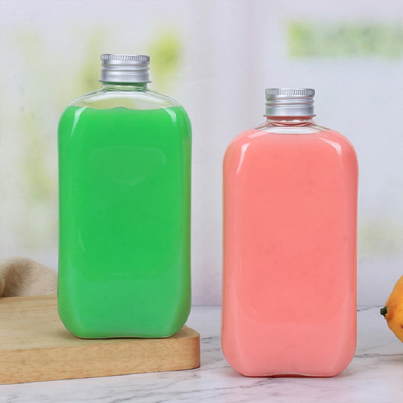 

New Wholesale Disposable PET 400ml Simple Transparent Sealing Plastic Bottle Fruit Juice Milk Tea Beverage Bottle