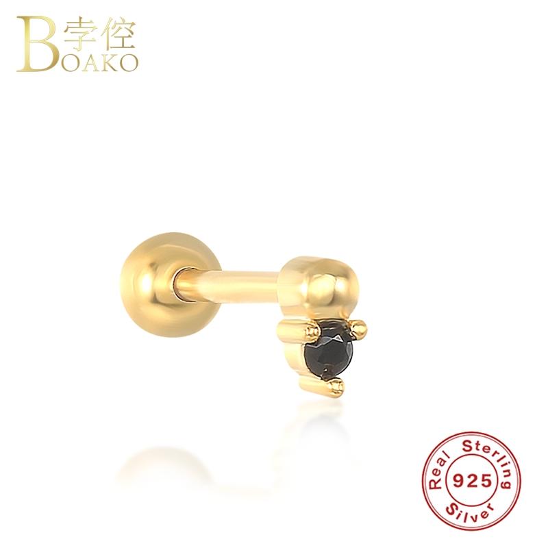

Boako Cartilage Pendientes For Woman Girls Party Birthday Gift 925 Sterling Silver Black Zircon MINI Small Piercing Stud Earring