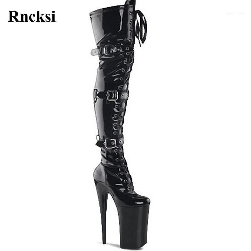 

Rncksi Black Buckle New Sexy Women Party Over The Knee Boots Ultra 20cm High Heels With Platform Boots Pole Dancing Shoes1
