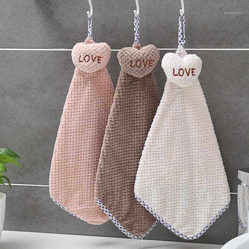 

Cute Hand Towel With Hanging Hole Household Hand Towel With Heart For Kitchen Kitchen1