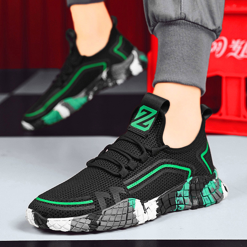 

Male new breathable trend lace rubber soles outdoor casual zapatillas hombre shoes, Black