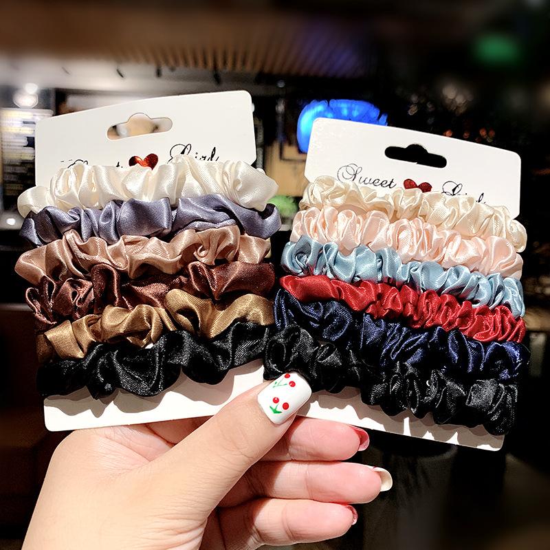 

6PCS/Set Silk Scrunchie Women 2021 Girls Elastic Hair Rubber Bands Accessories Gum For Women Tie Hair Ring Rope Ponytail Holder