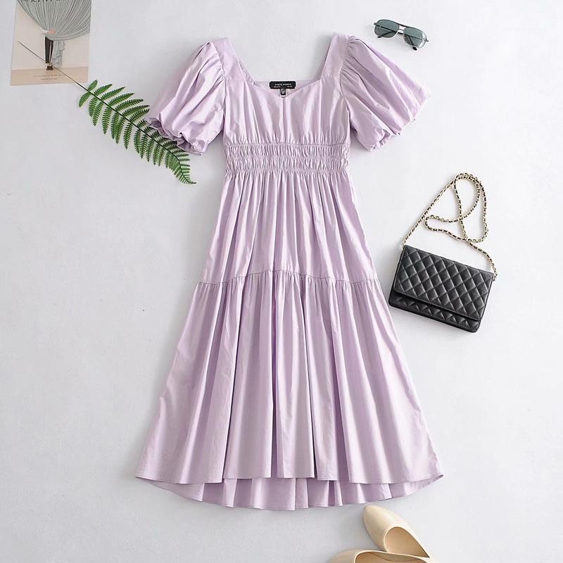 

Chic Women Dress 2020 New Fashion Puff Sleeve Modern Girl Summer Dresses1, Lavender