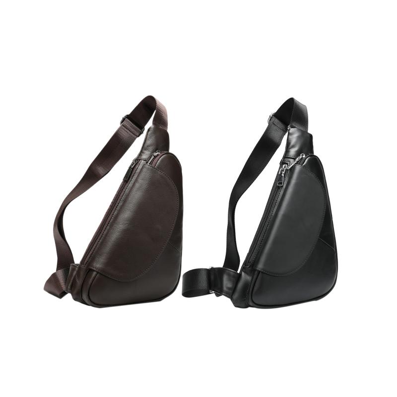 

Leather Men's Shoulder Messenger Bag Male Chest Bag Small Crossbody Bags for Men Chest Pack Leather Mens Sling Bags, Black