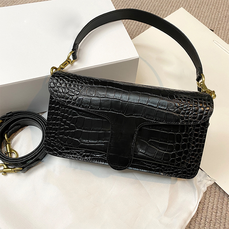 

Classic Fashion bag Luxury Designers handbags cowhide leather crossbody purse tabby Dionysian package Alligator Baguette clutch, Black
