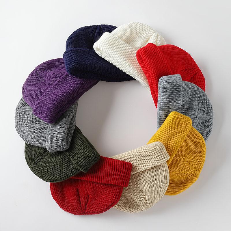 

Wholesale New Fashion Men's Beanie Winter Knit Hat Sailor Cap Cuffs Retro Navy Short Hat Unisex Autumn Warm Cap 250PCS/lot