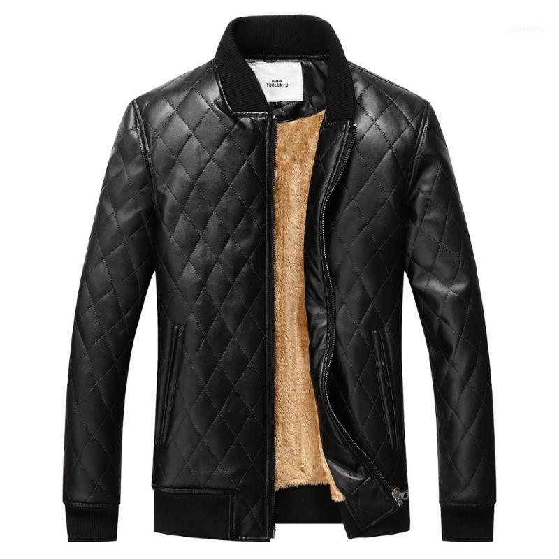 

Wholesale- winter jacket men leather jacket coat brand clothing warm fur jacket men thick velvet PU jaqueta couro coat down coat men11, Khaki
