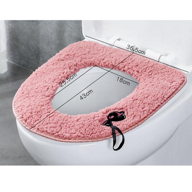 

Winter Warm Toilet Seat Cover Plush WC Mat Toilet Cover Washable Cushion Closestool Mat Seat Case Lid Accessories