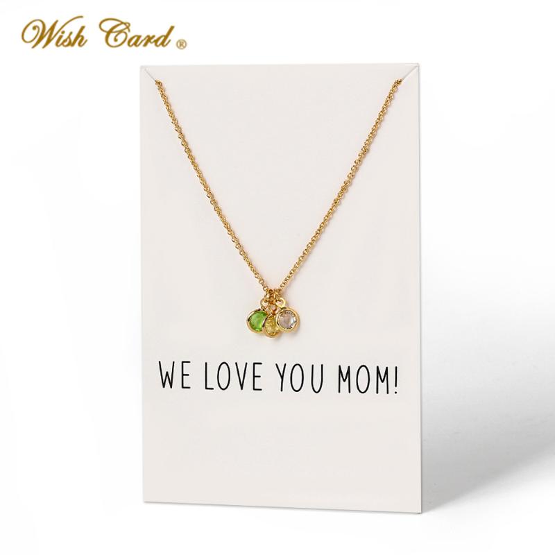 

Wish Card Make a Wish Necklace For Women Gold Silver Color Three Crystals Pendant Necklace Fashion Gift Jewelry Girls Gift CN40